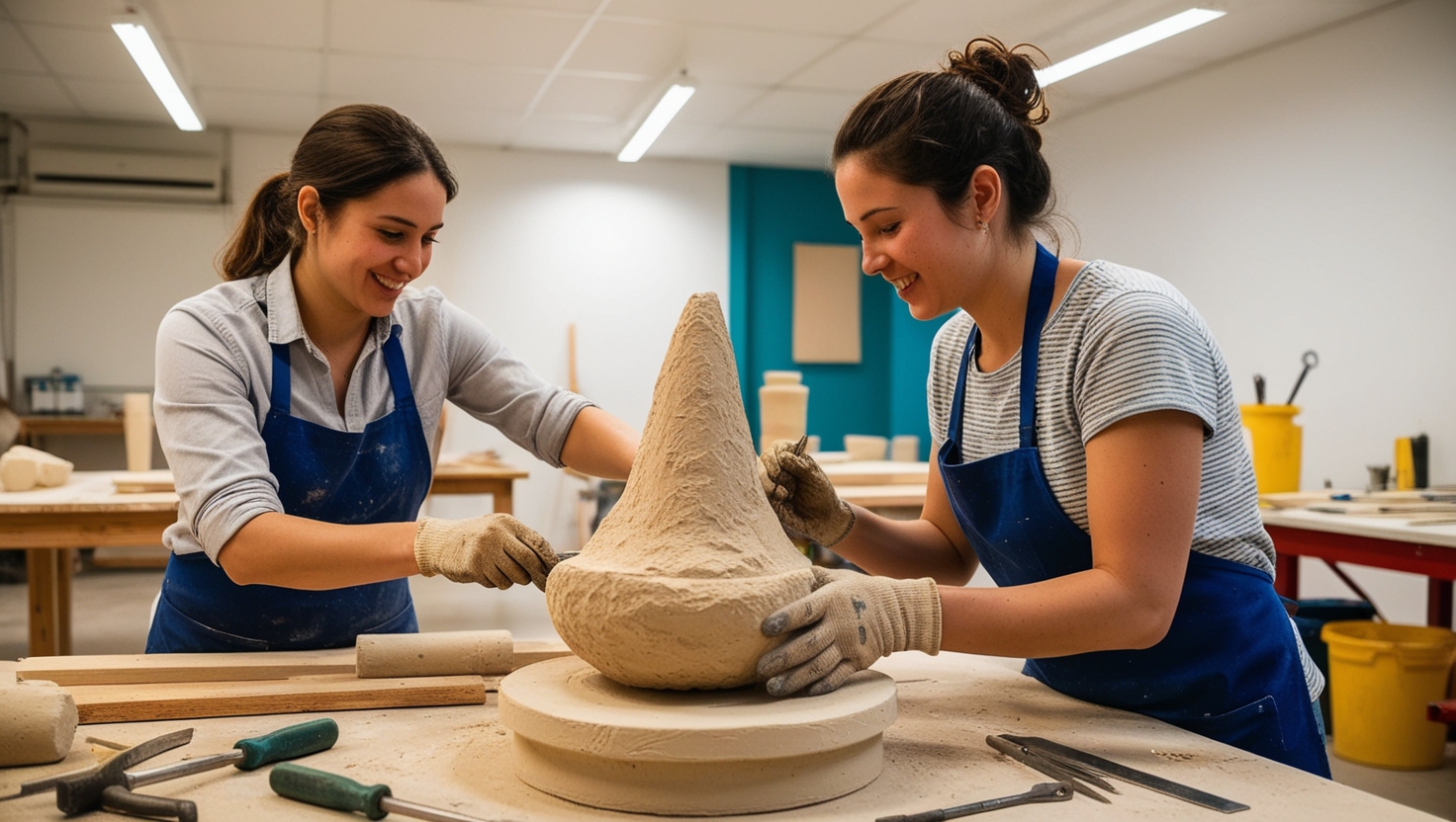 Escultura terminada exhibida como parte de la galería de obras